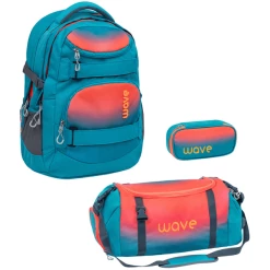 WAVE Rucksack Infinity Set 3-teilig Ombre Neon Orange And Bluebird