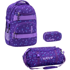 WAVE Rucksack Infinity Set 3-teilig Purple Dots